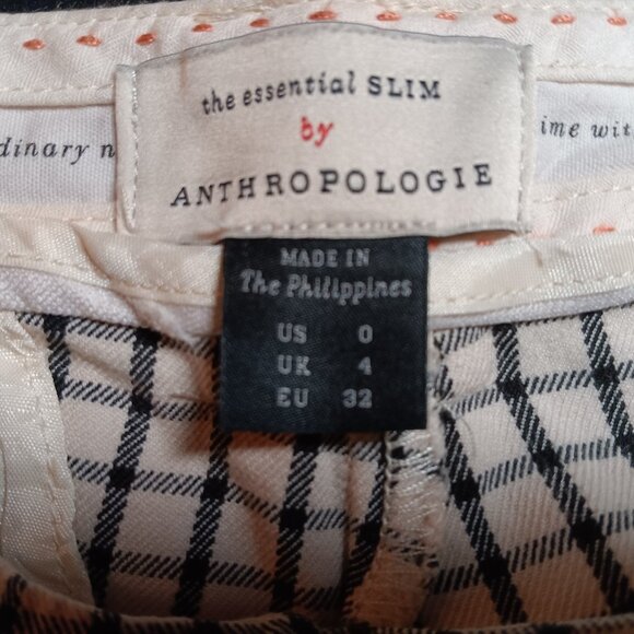 ANTHROPOLOGIE Mid-Rise Plaid Straight Leg Trousers 0 - Picture 2 of 9